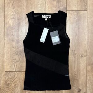 FANG Black Mesh Panel Tank Top